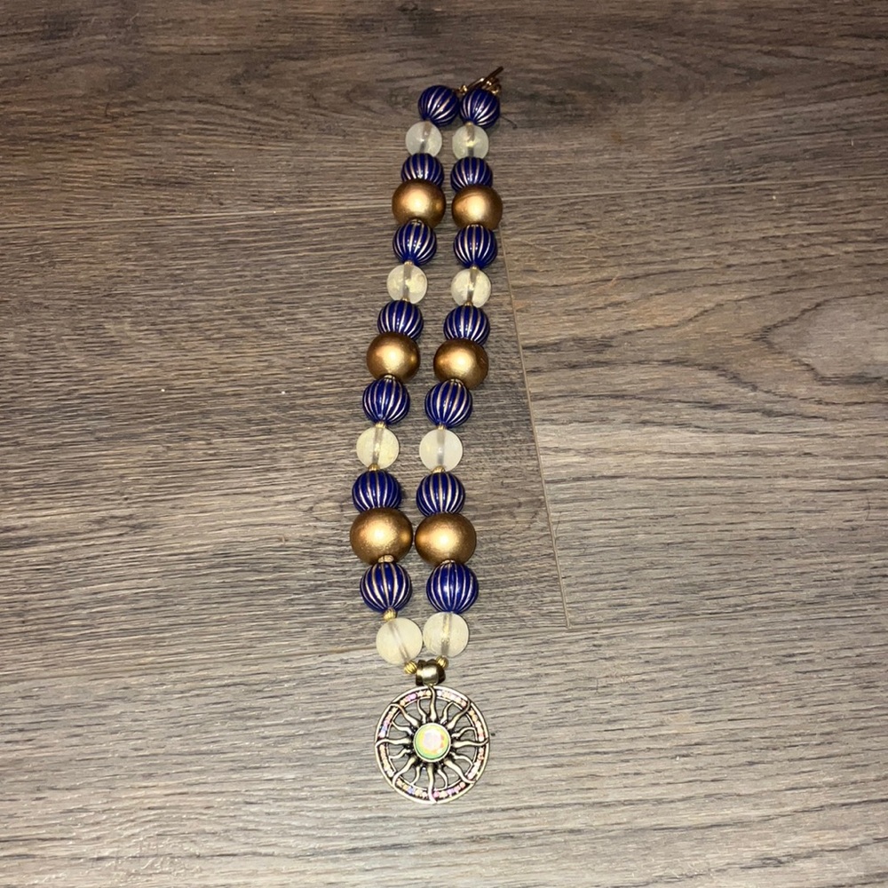 Elegant Gold and Blue Beaded Necklace